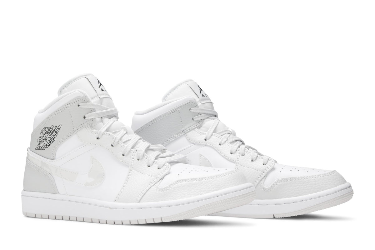 Retro 1 Mid Sneakers — Swoosh Logo – Grey Camo — DC9035-100