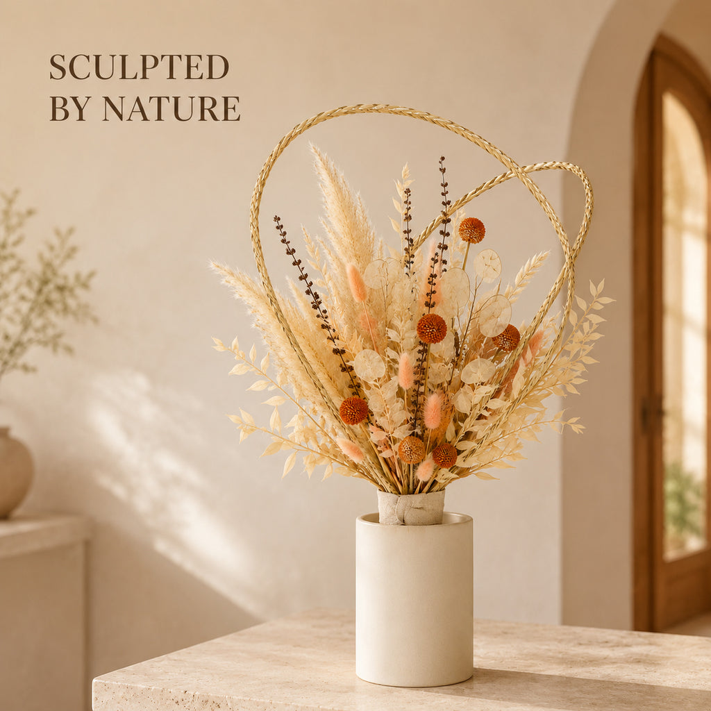 Halo Weave Dried Flower Bouquet - Hand-Braided Botanical Sculpture