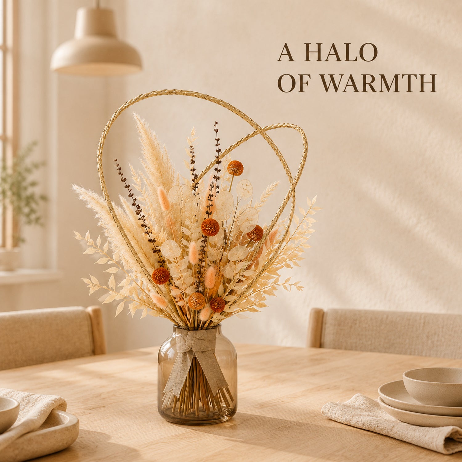 Halo Weave Dried Flower Bouquet - Hand-Braided Botanical Sculpture