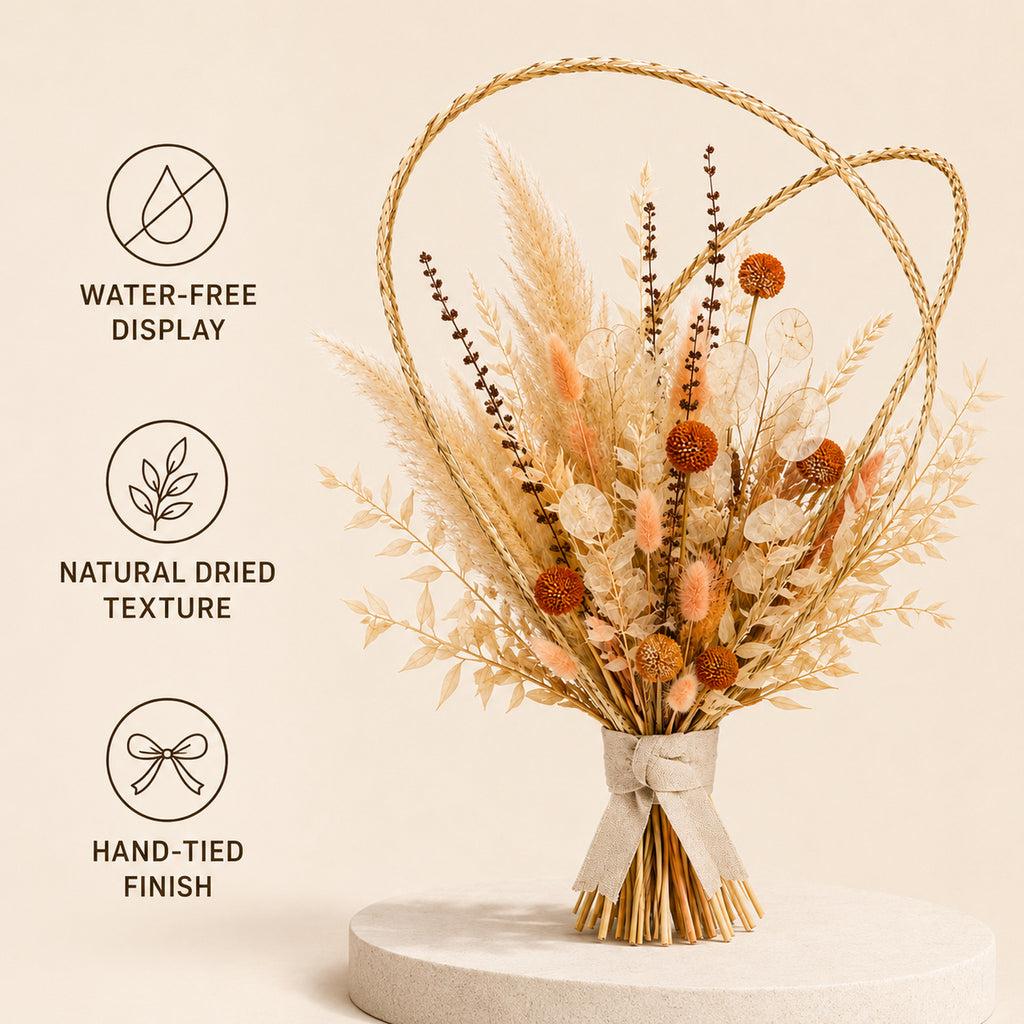 Halo Weave Dried Flower Bouquet - Hand-Braided Botanical Sculpture