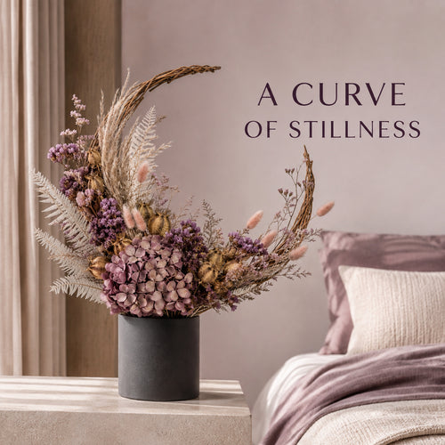 Crescent Drift Dried Flower Bouquet - Woven Willow Floral Sculpture
