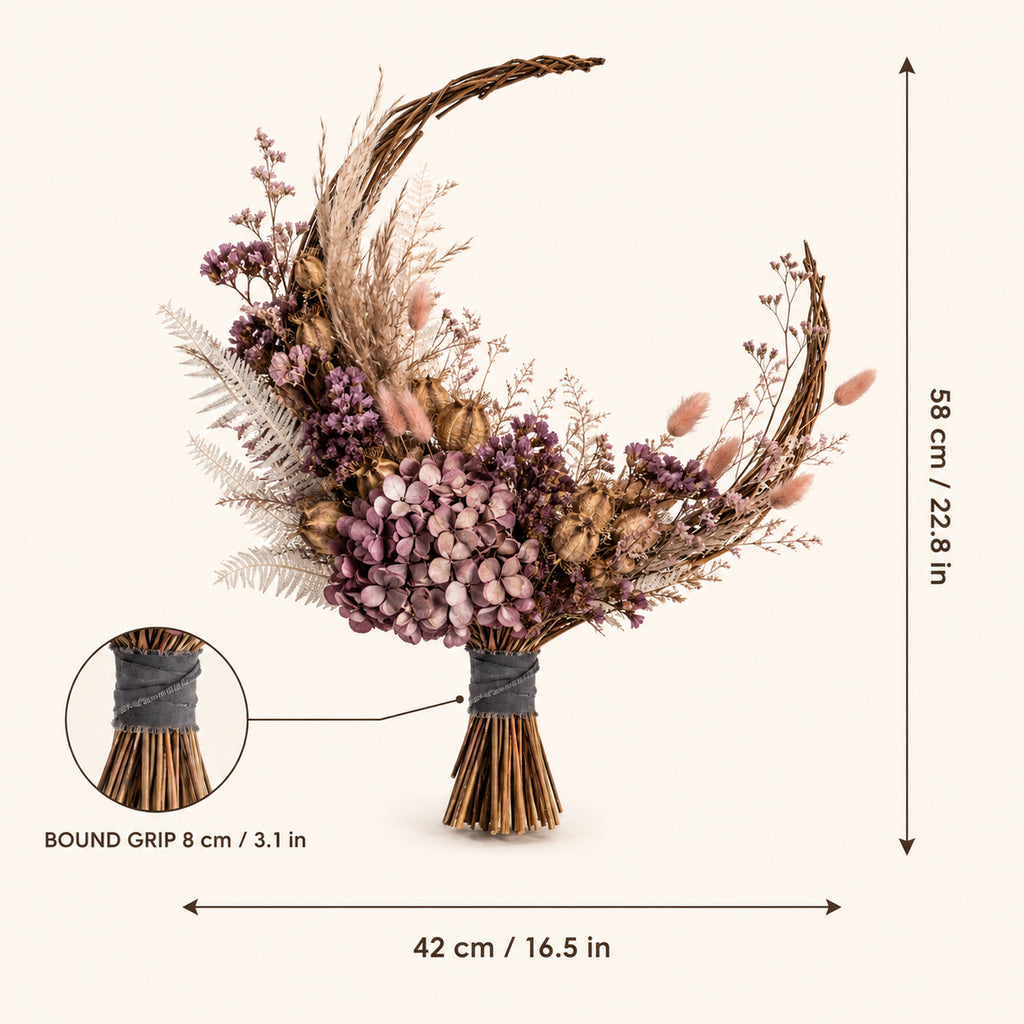 Crescent Drift Dried Flower Bouquet - Woven Willow Floral Sculpture