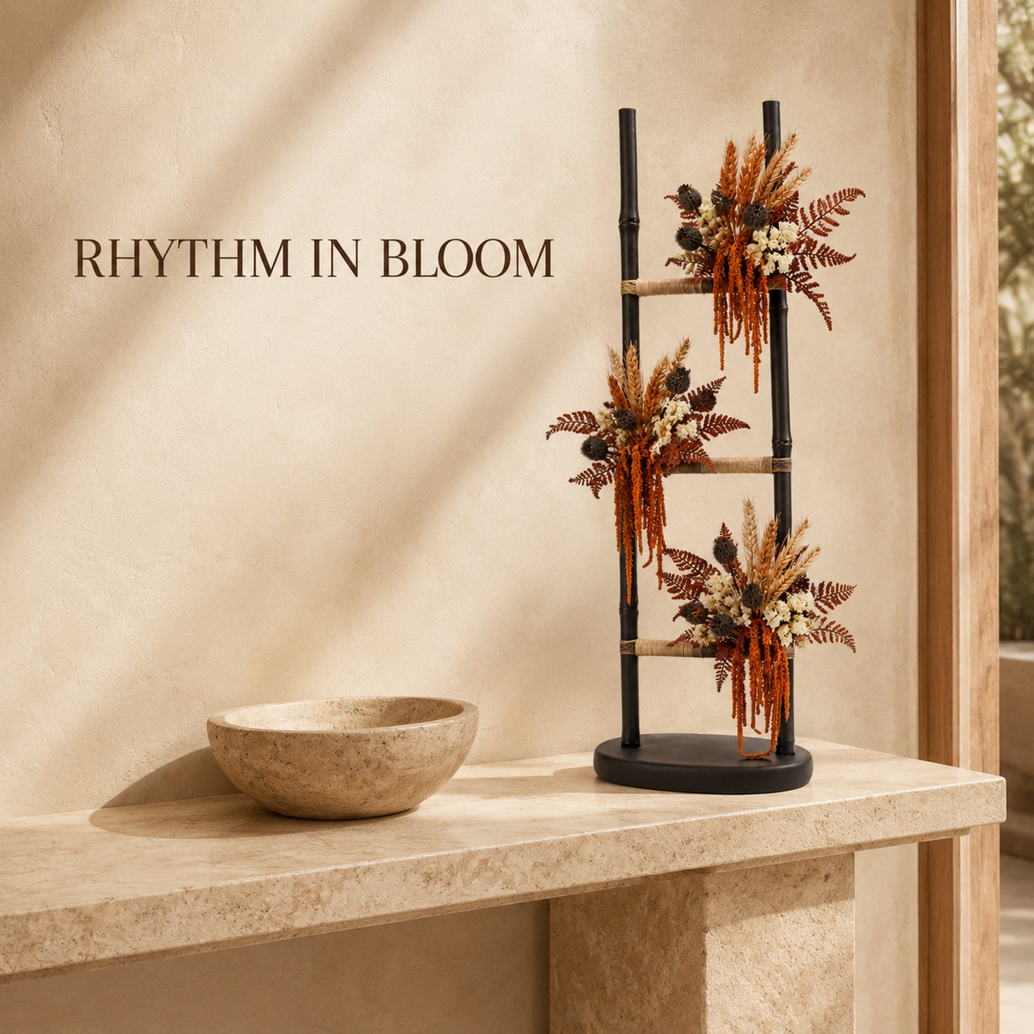 Ember Ladder Dried Floral Sculpture - Freestanding Botanical Decor