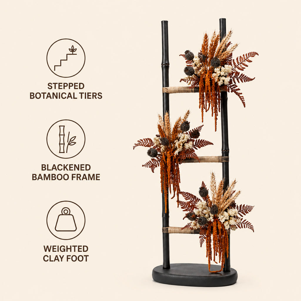 Ember Ladder Dried Floral Sculpture - Freestanding Botanical Decor