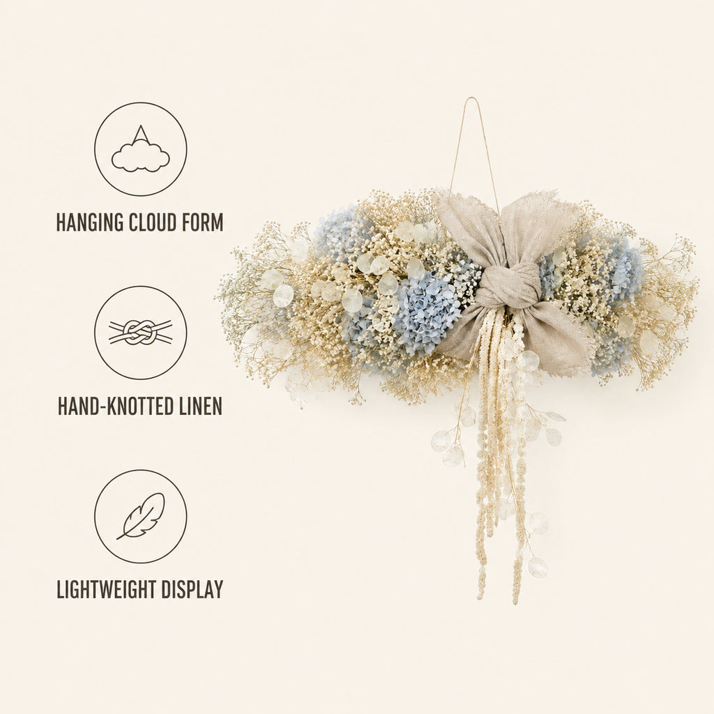 Cloud Knot Hanging Dried Flower Cluster - Botanical Wall Decor