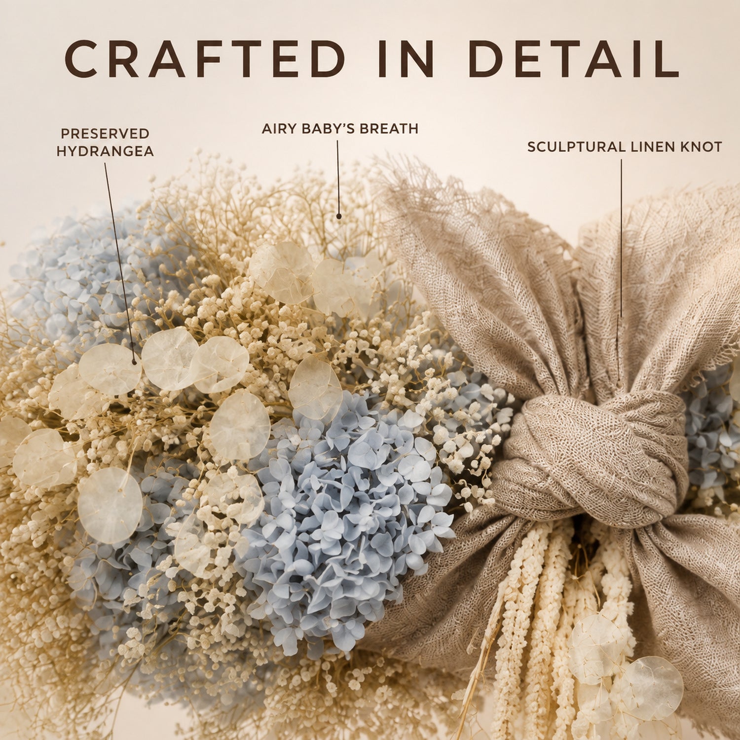 Cloud Knot Hanging Dried Flower Cluster - Botanical Wall Decor