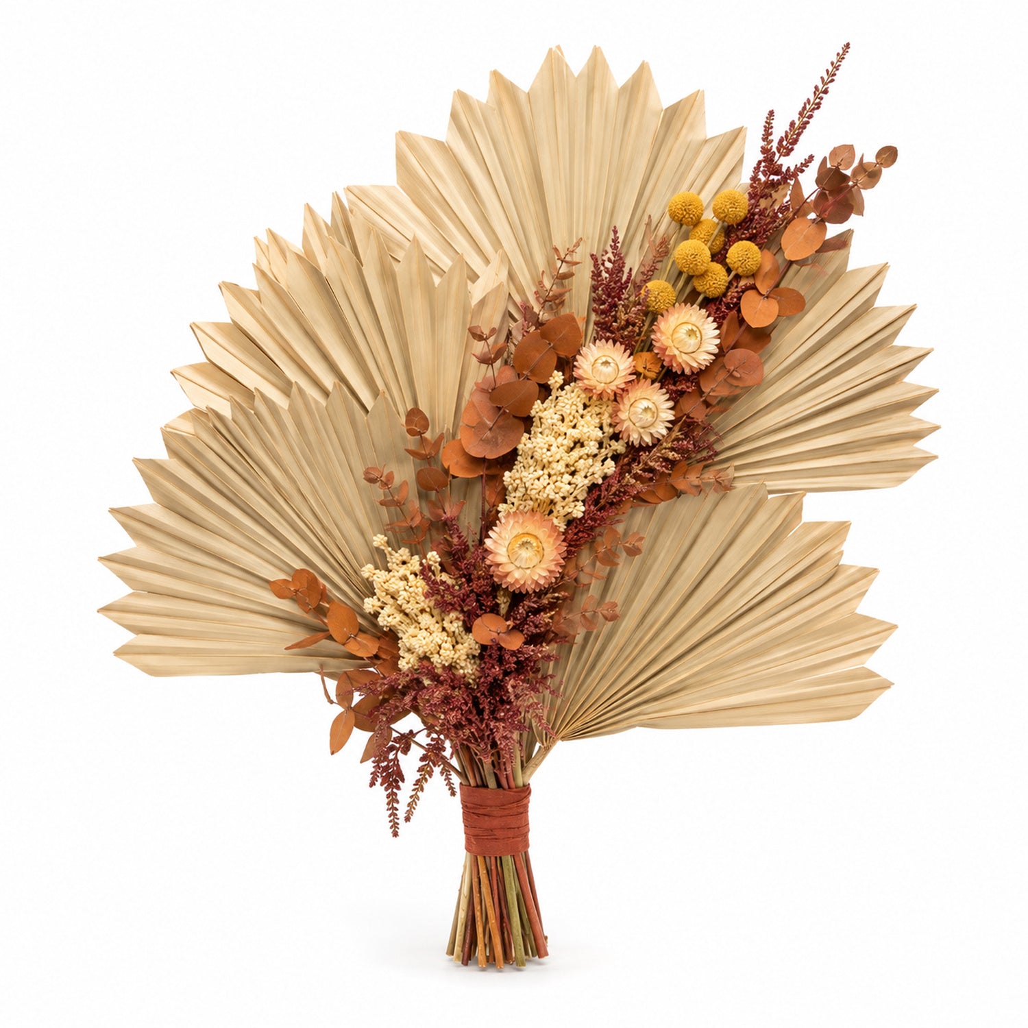 Sunfold Fan Dried Flower Bouquet - Folded Palm Floral Art