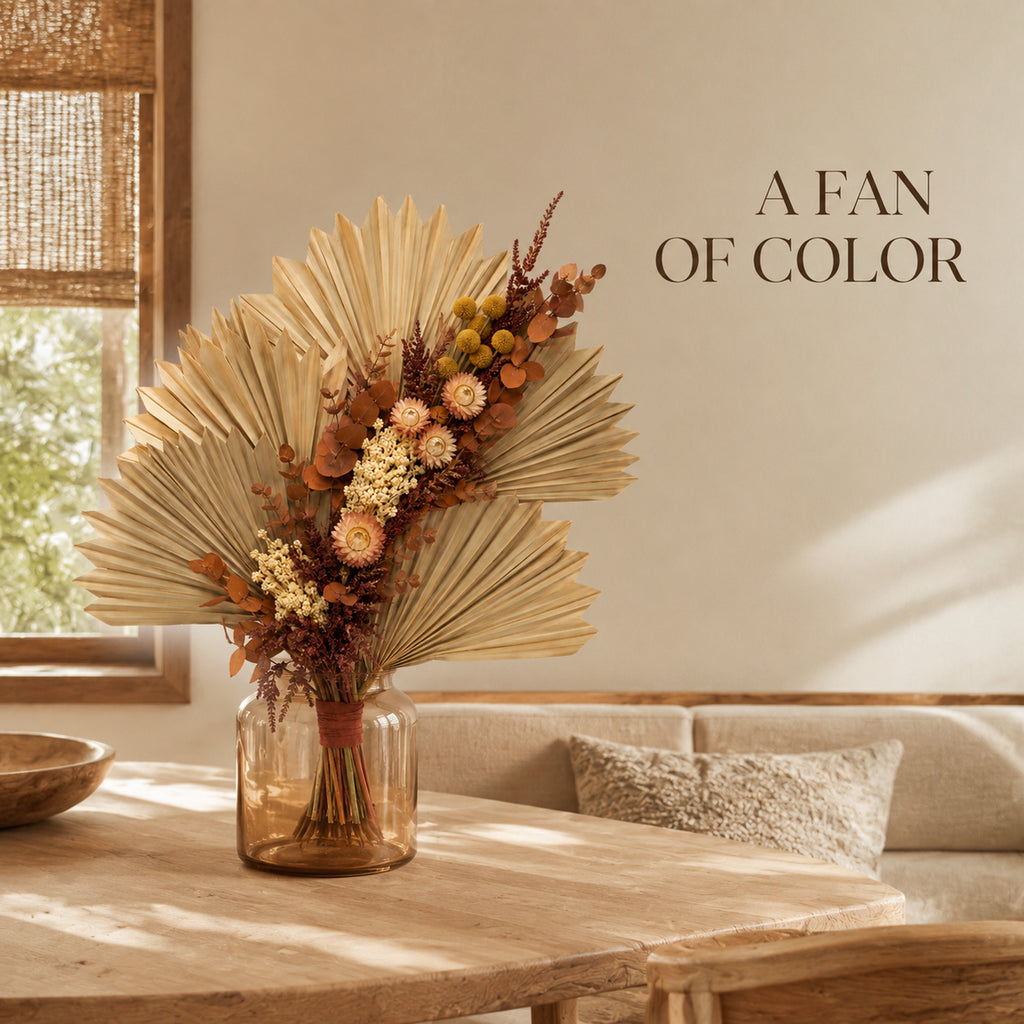 Sunfold Fan Dried Flower Bouquet - Folded Palm Floral Art