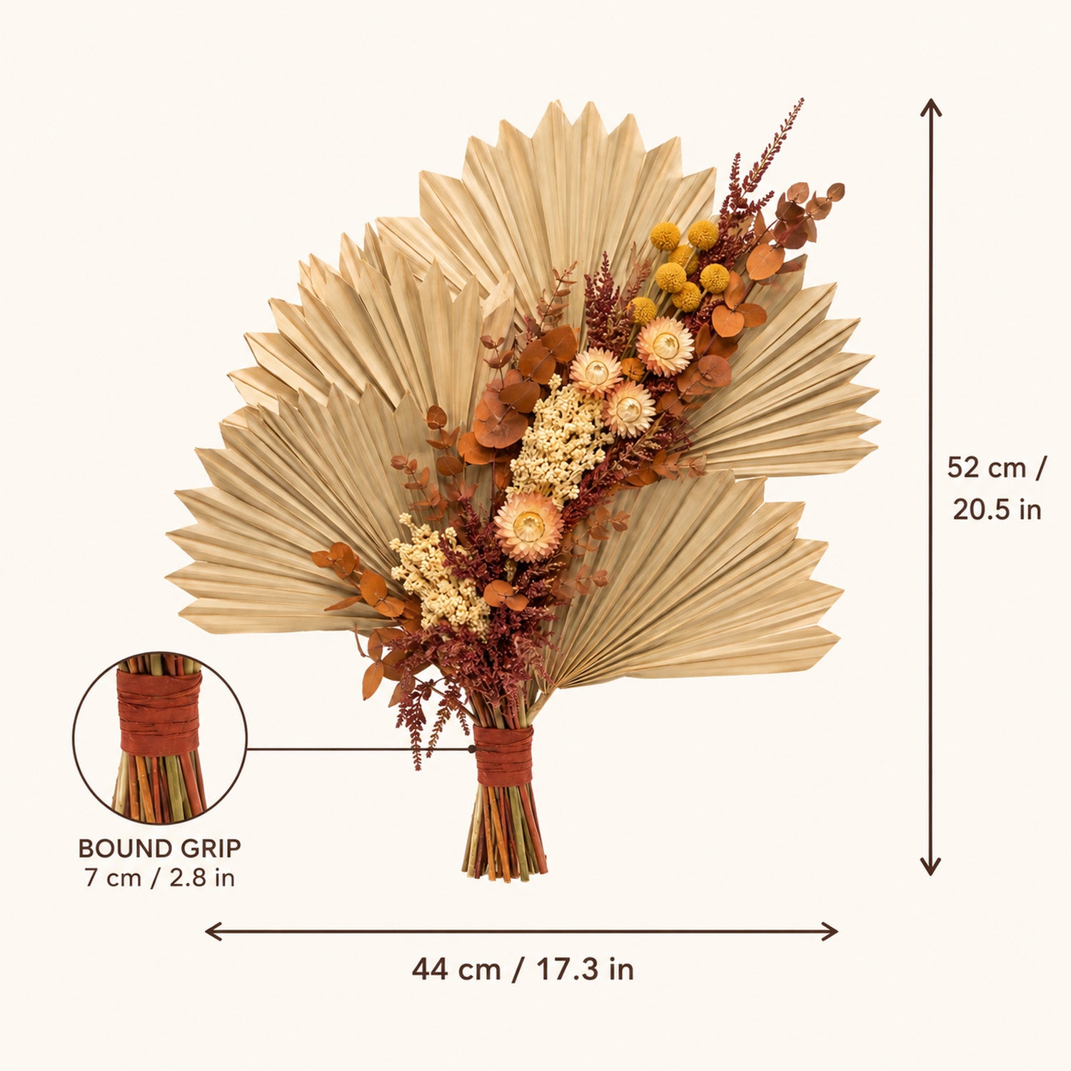 Sunfold Fan Dried Flower Bouquet - Folded Palm Floral Art