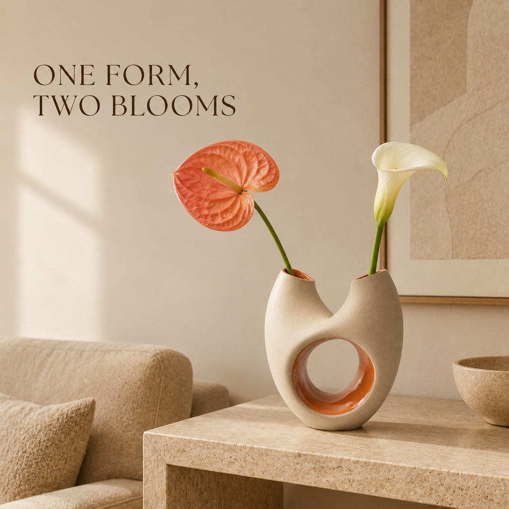 Mobius Petal Dual-Opening Ceramic Vase