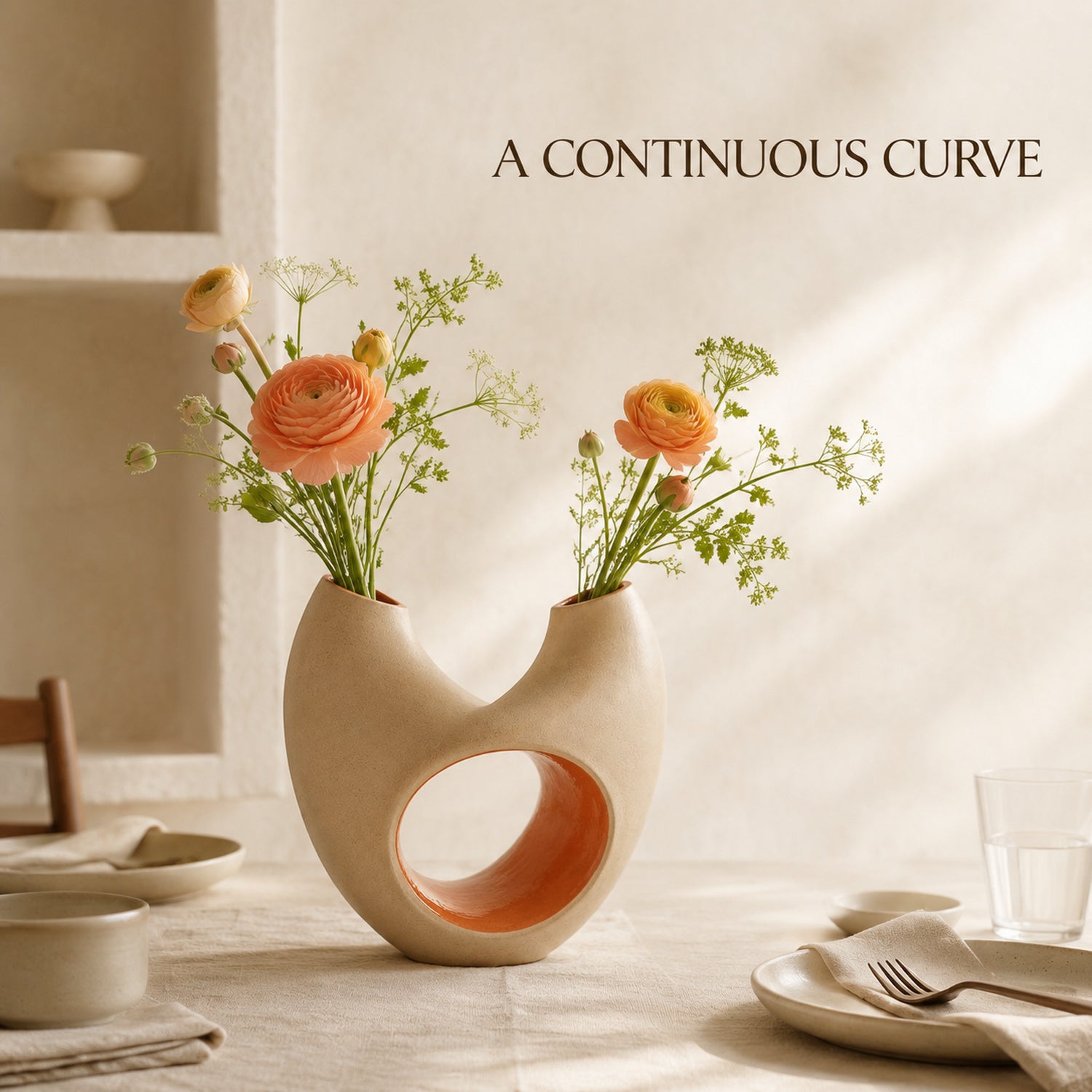 Mobius Petal Dual-Opening Ceramic Vase