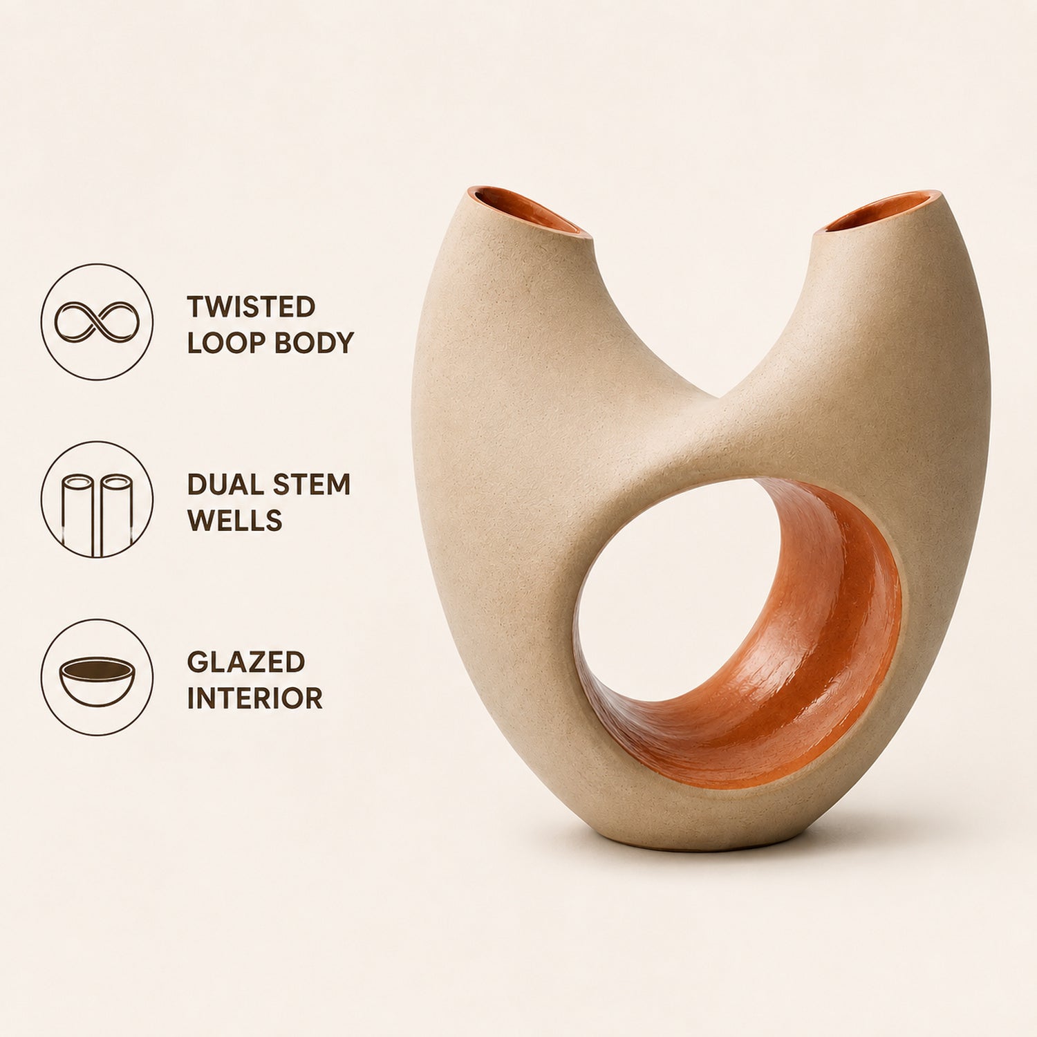 Mobius Petal Dual-Opening Ceramic Vase