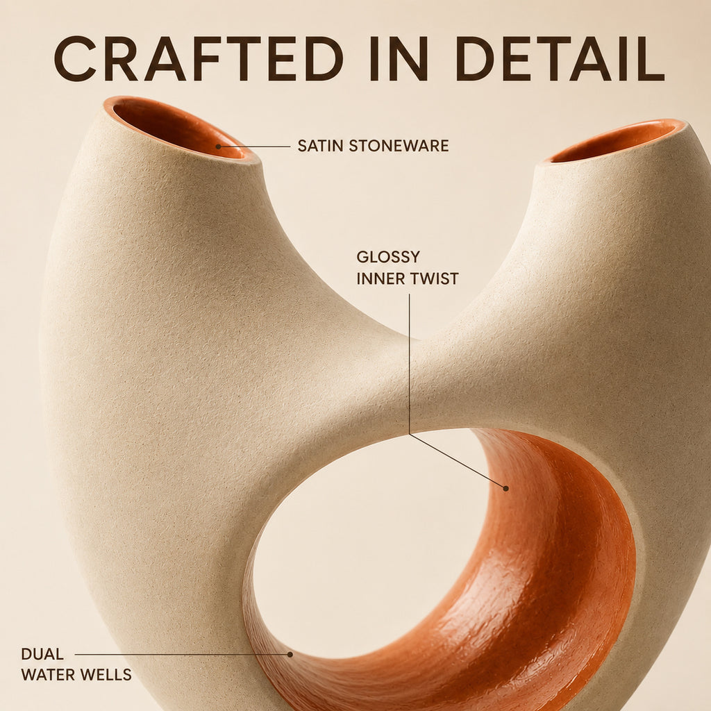 Mobius Petal Dual-Opening Ceramic Vase