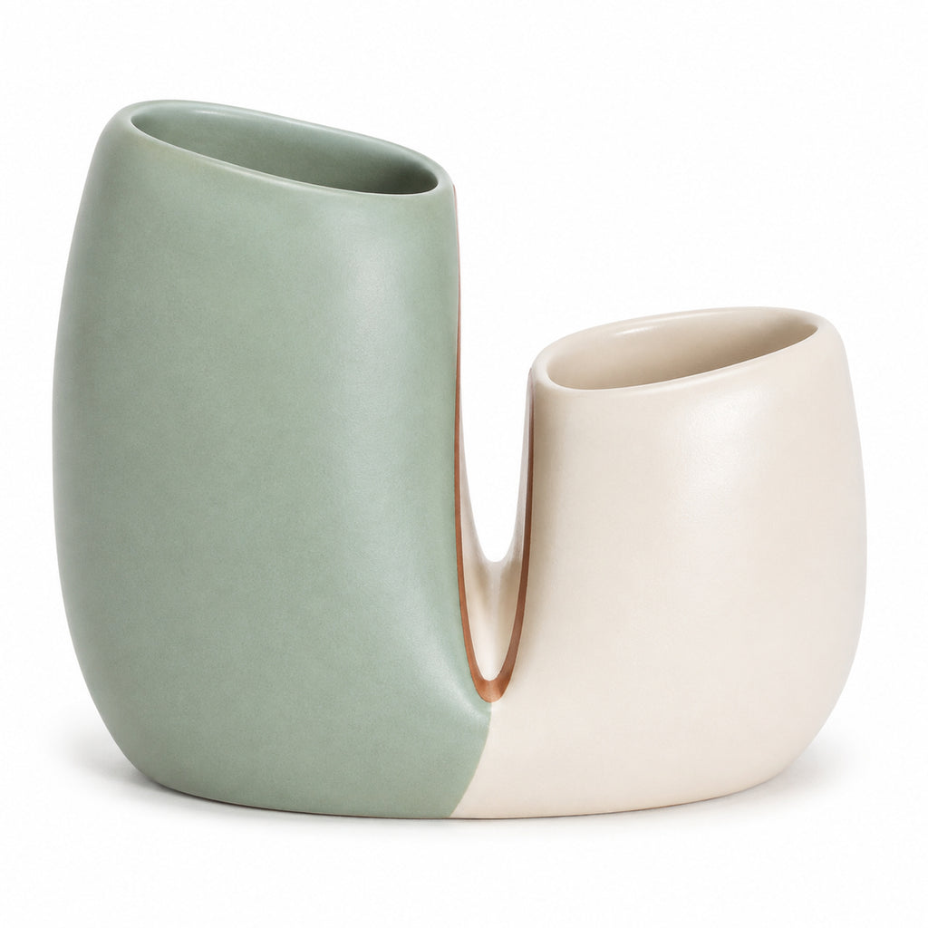 Tidefold Twin-Chamber Ceramic Vase