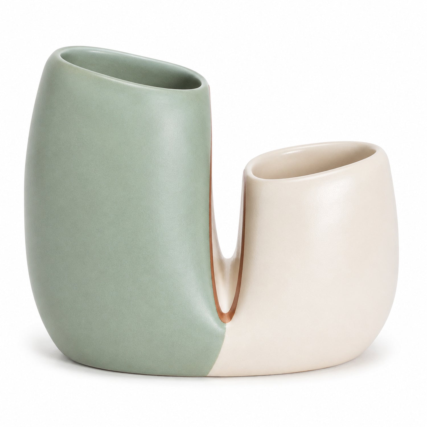 Tidefold Twin-Chamber Ceramic Vase