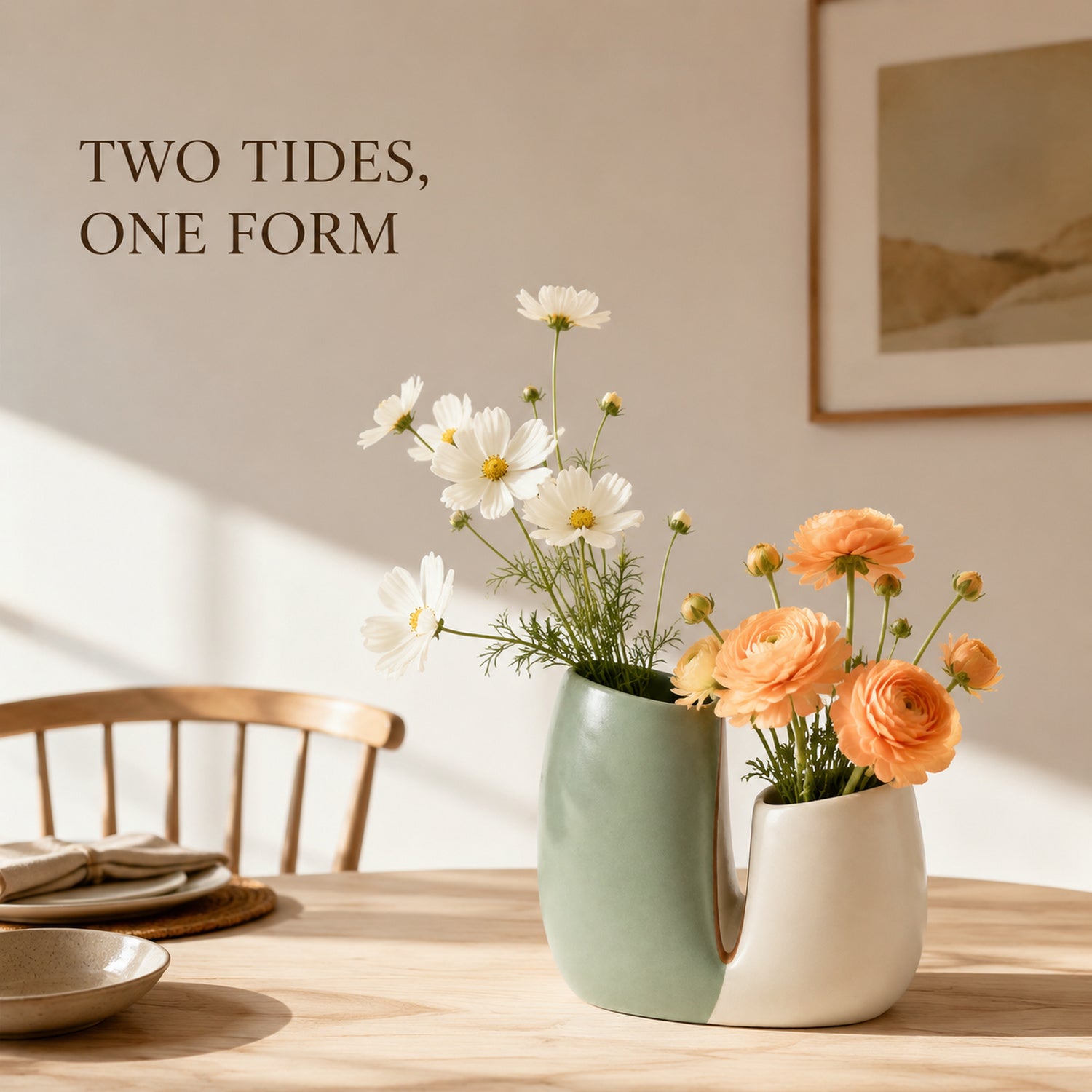 Tidefold Twin-Chamber Ceramic Vase