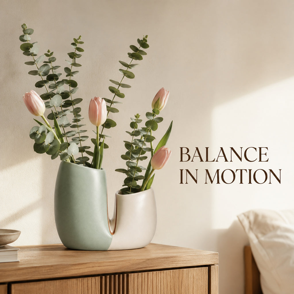 Tidefold Twin-Chamber Ceramic Vase