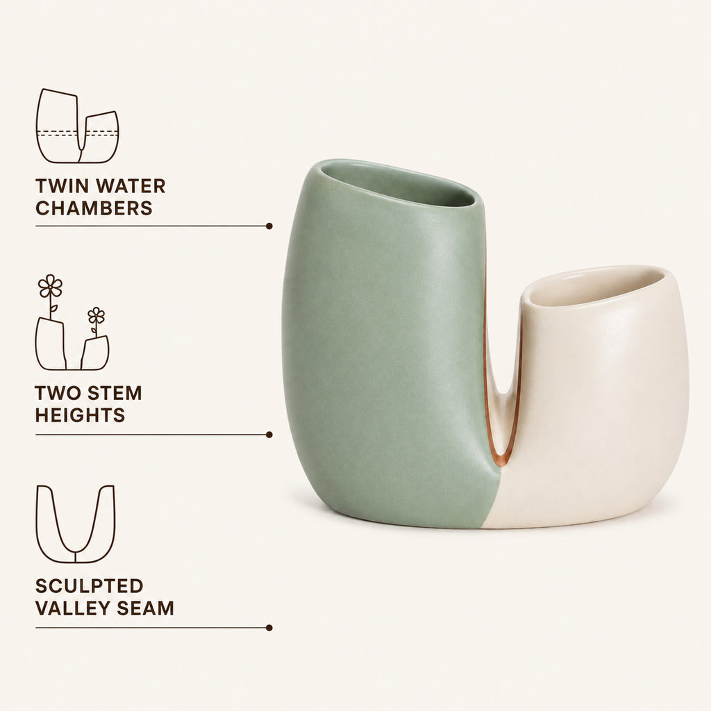 Tidefold Twin-Chamber Ceramic Vase