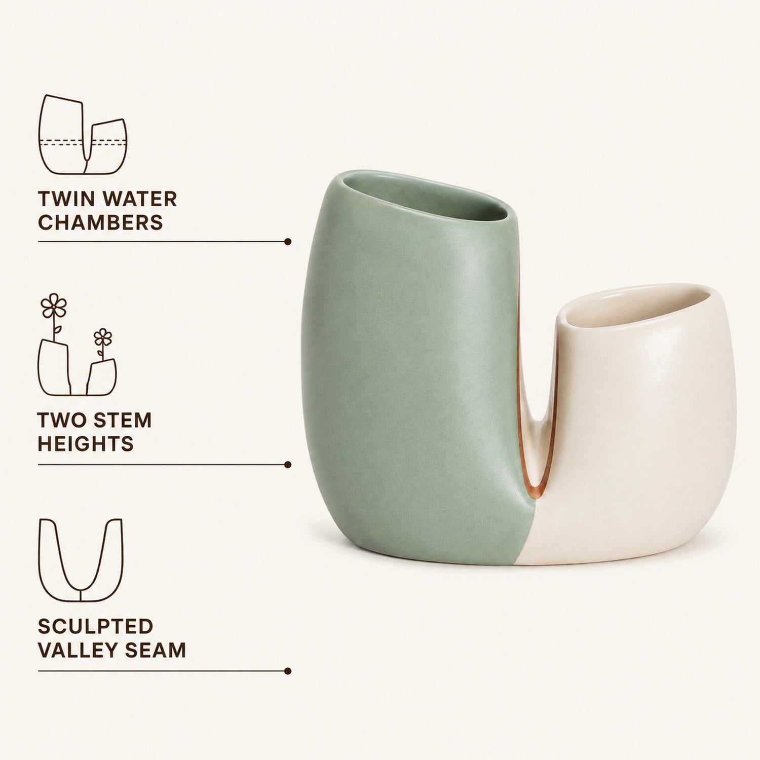 Tidefold Twin-Chamber Ceramic Vase