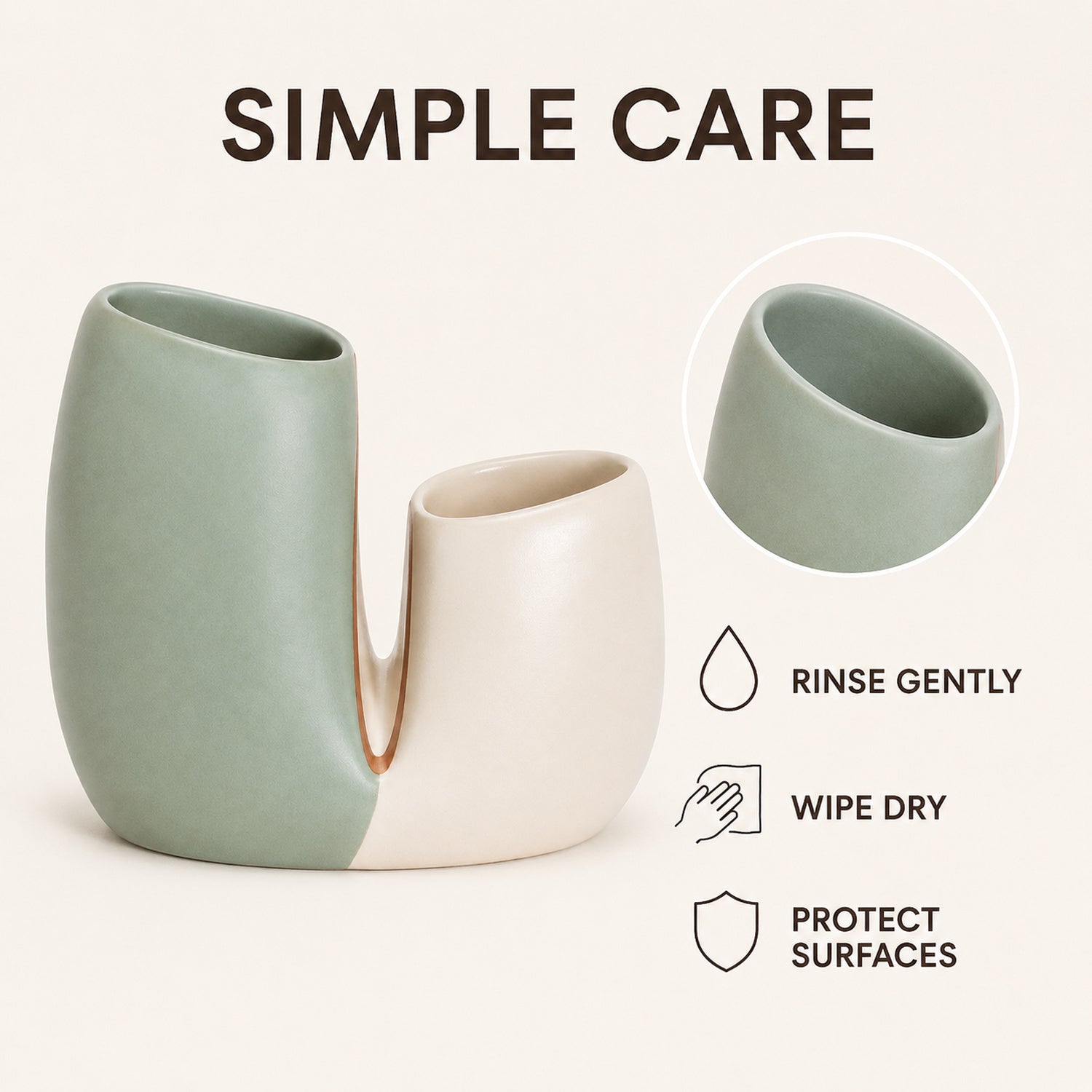 Tidefold Twin-Chamber Ceramic Vase
