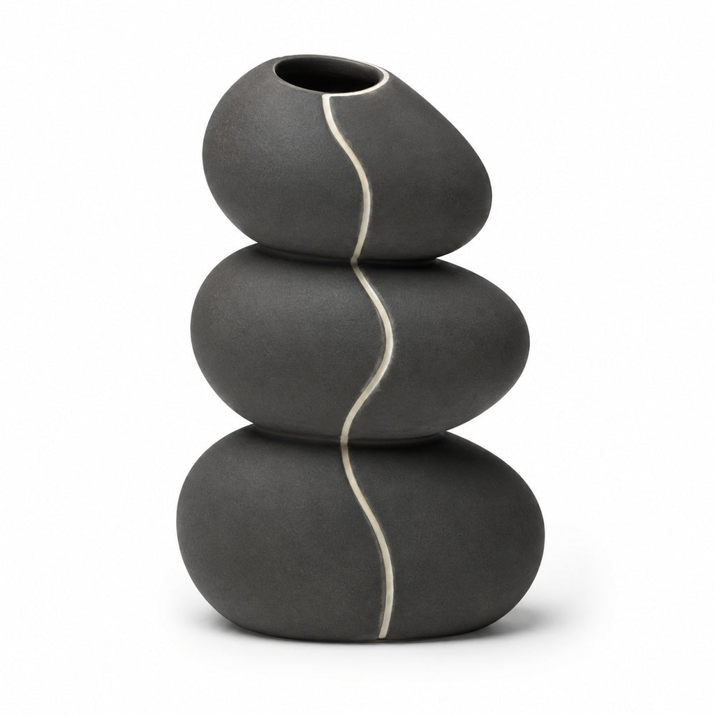 Pebble Spine Stacked Stoneware Vase