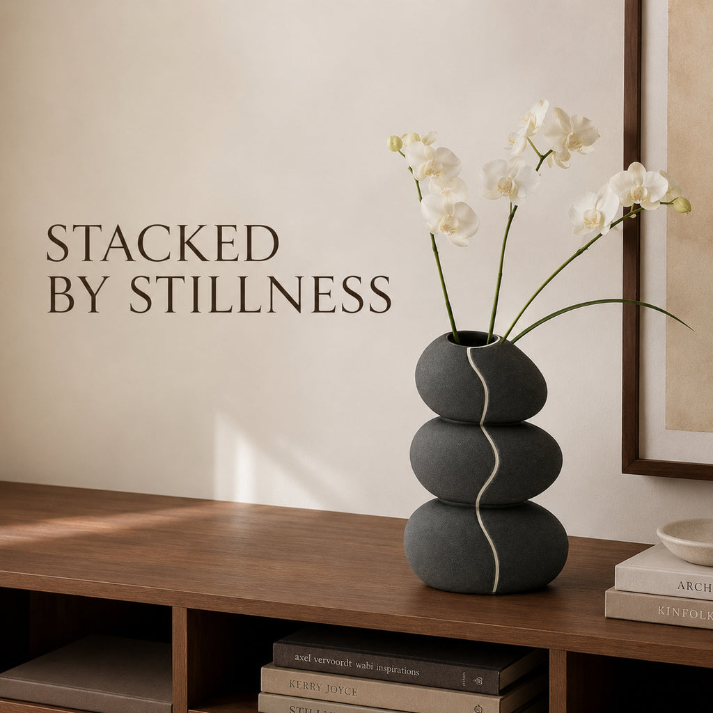 Pebble Spine Stacked Stoneware Vase