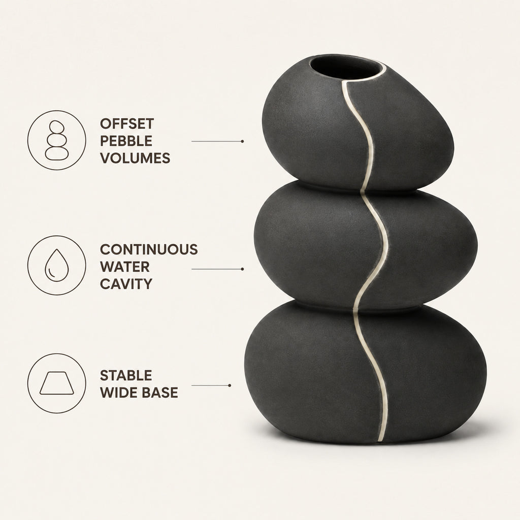 Pebble Spine Stacked Stoneware Vase