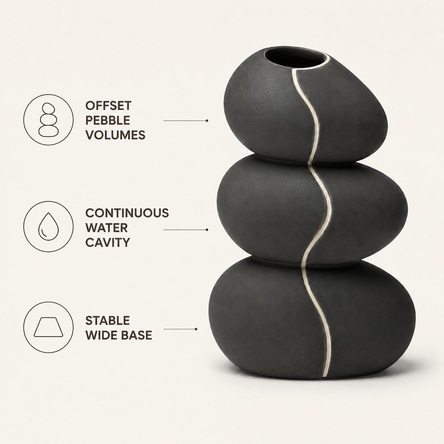 Pebble Spine Stacked Stoneware Vase
