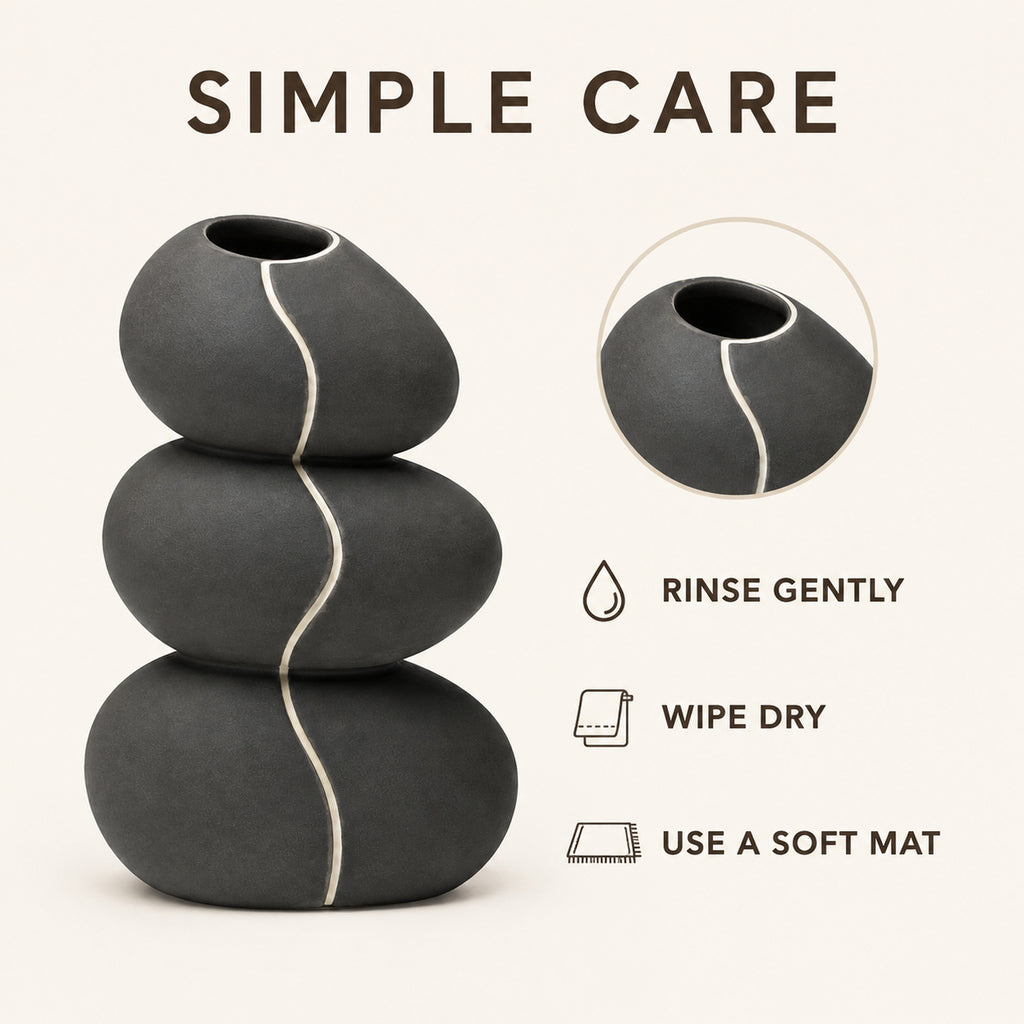 Pebble Spine Stacked Stoneware Vase