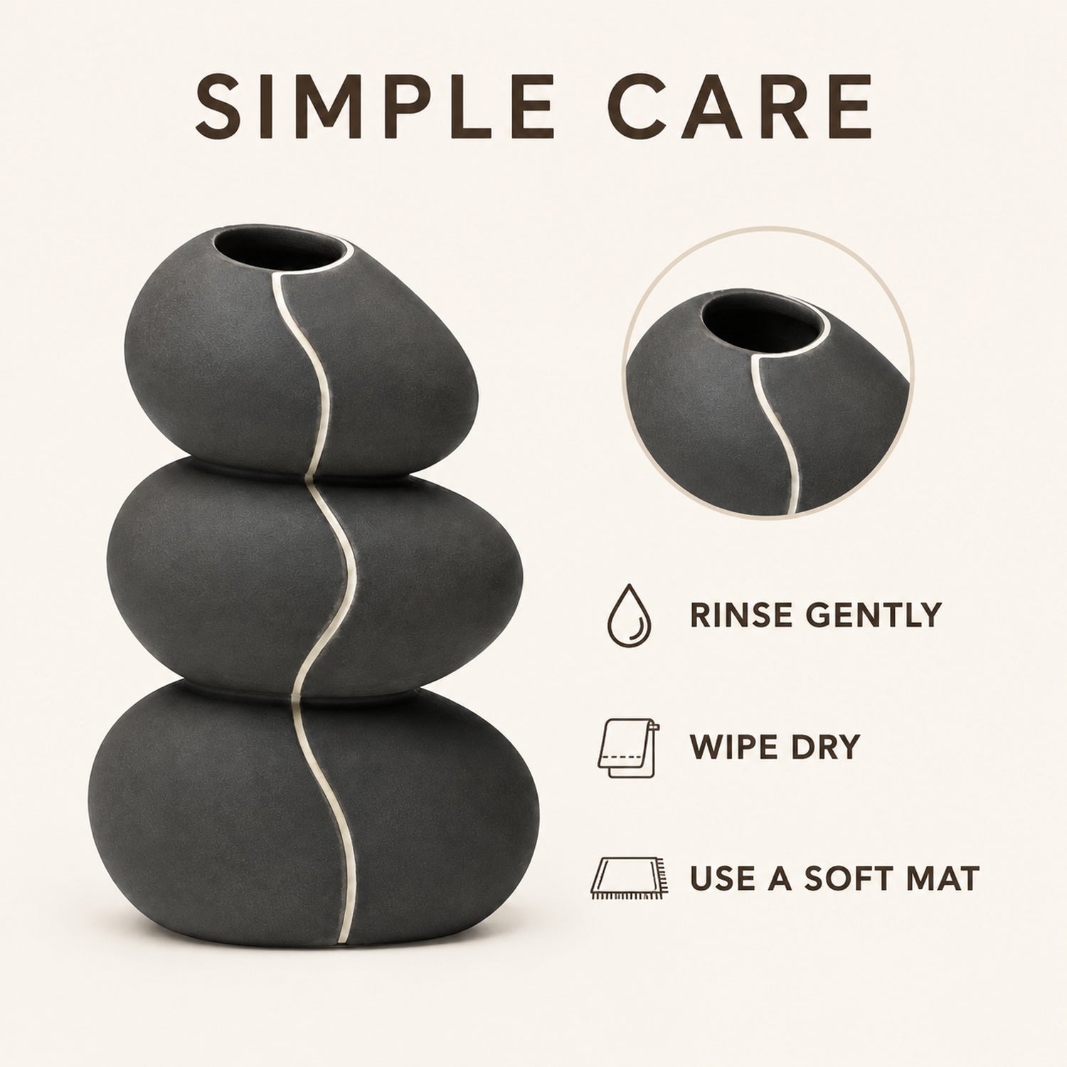 Pebble Spine Stacked Stoneware Vase