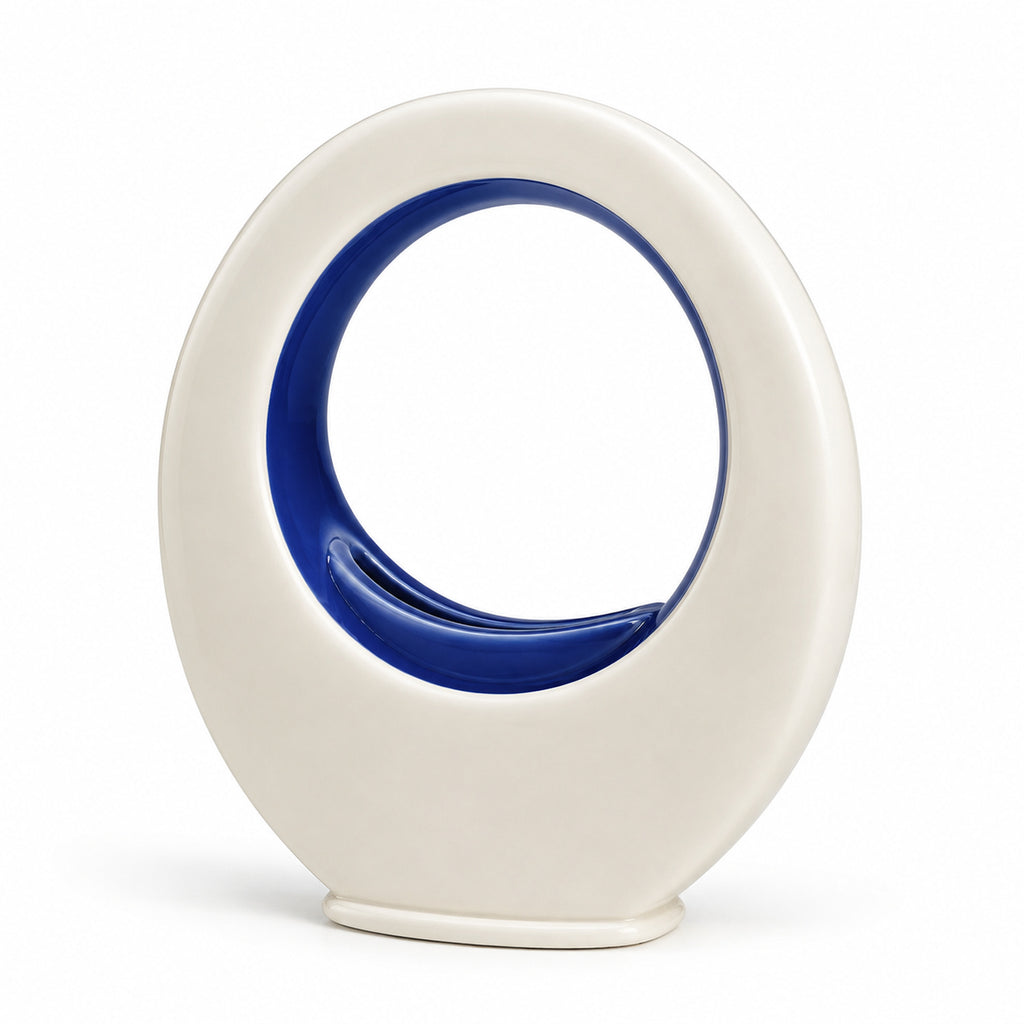 Orbit Slot Porcelain Vase - Cobalt Inner Glaze