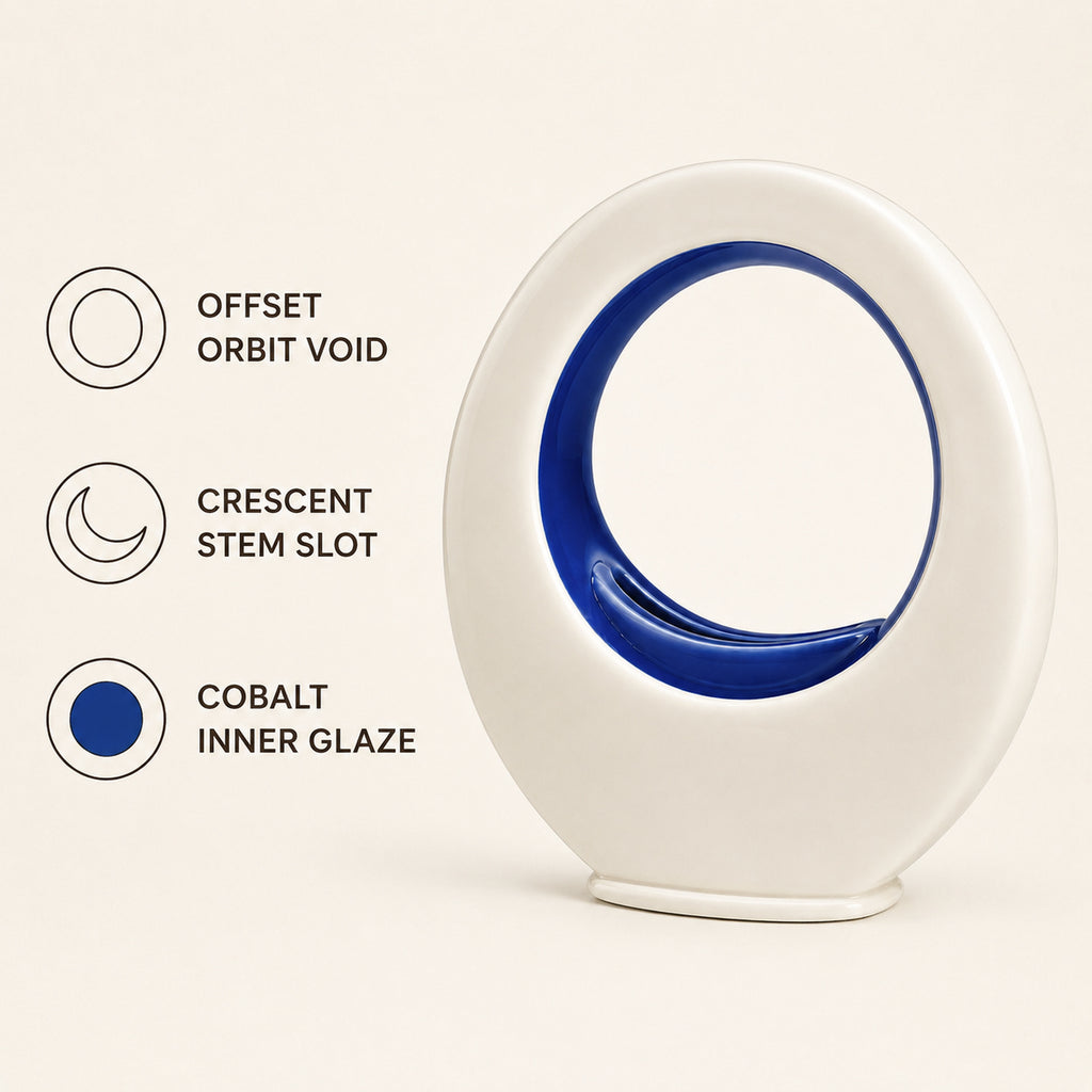 Orbit Slot Porcelain Vase - Cobalt Inner Glaze