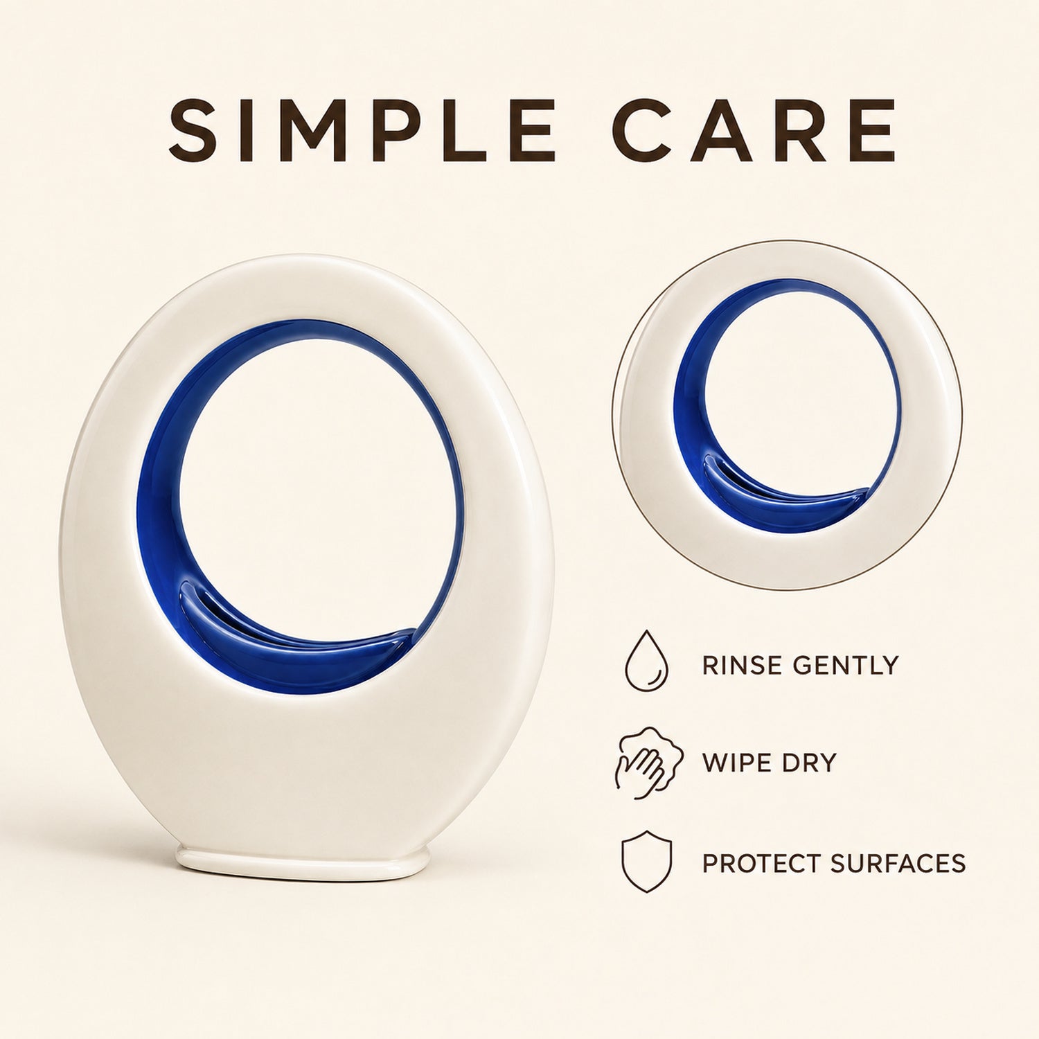 Orbit Slot Porcelain Vase - Cobalt Inner Glaze