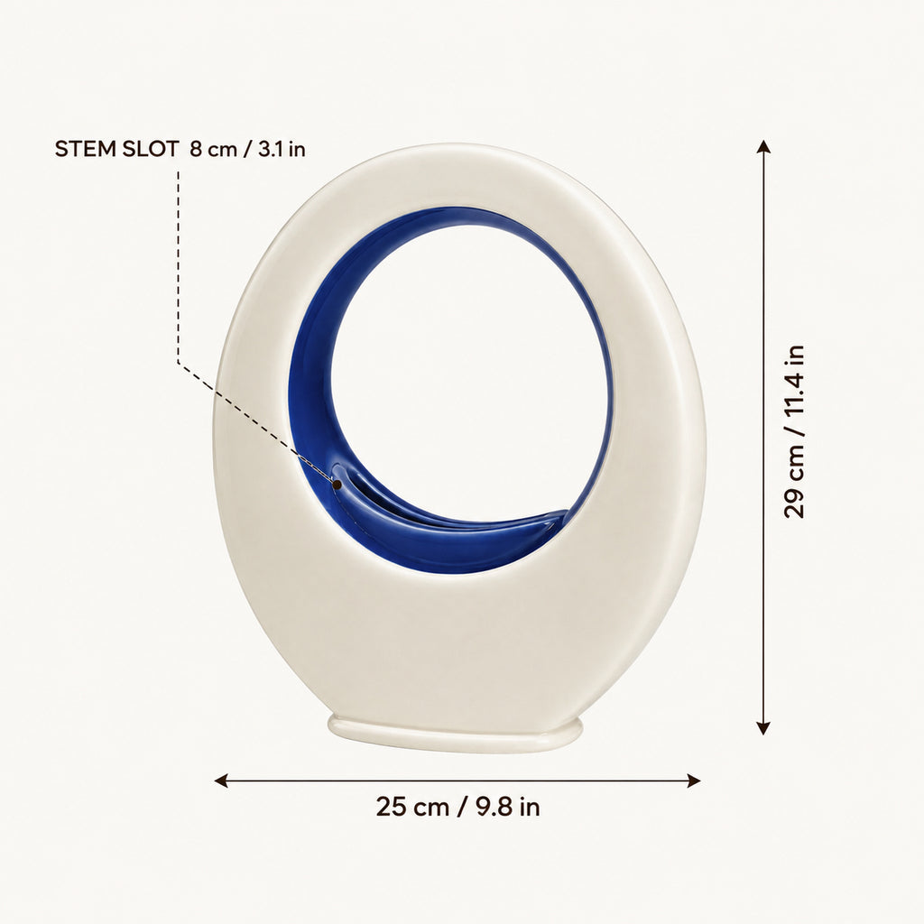 Orbit Slot Porcelain Vase - Cobalt Inner Glaze