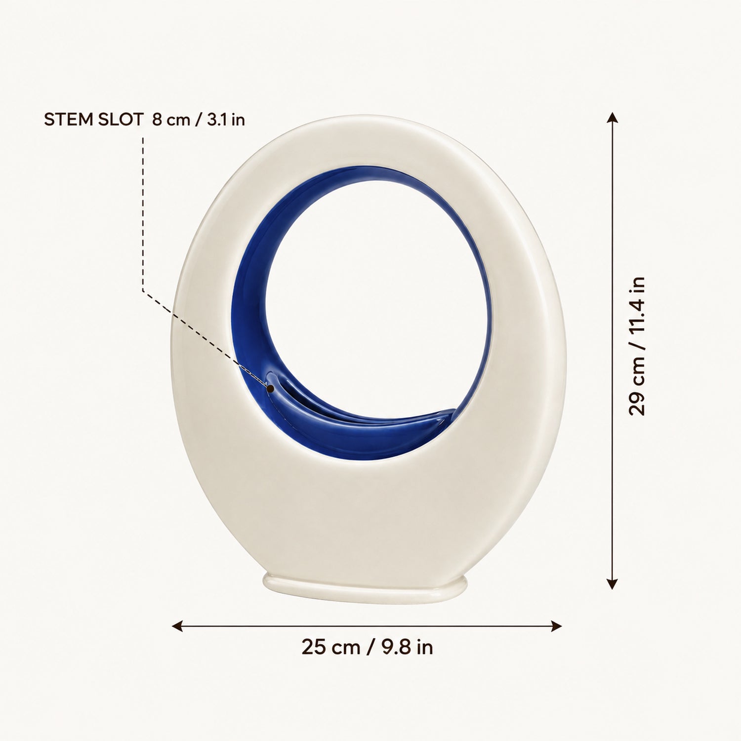 Orbit Slot Porcelain Vase - Cobalt Inner Glaze
