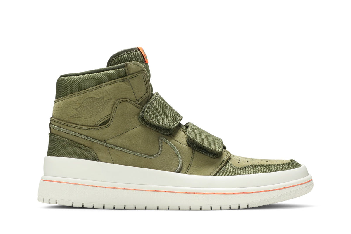 Retro 1 High Double Strap Sneakers — Olive Canvas — AQ7924-305