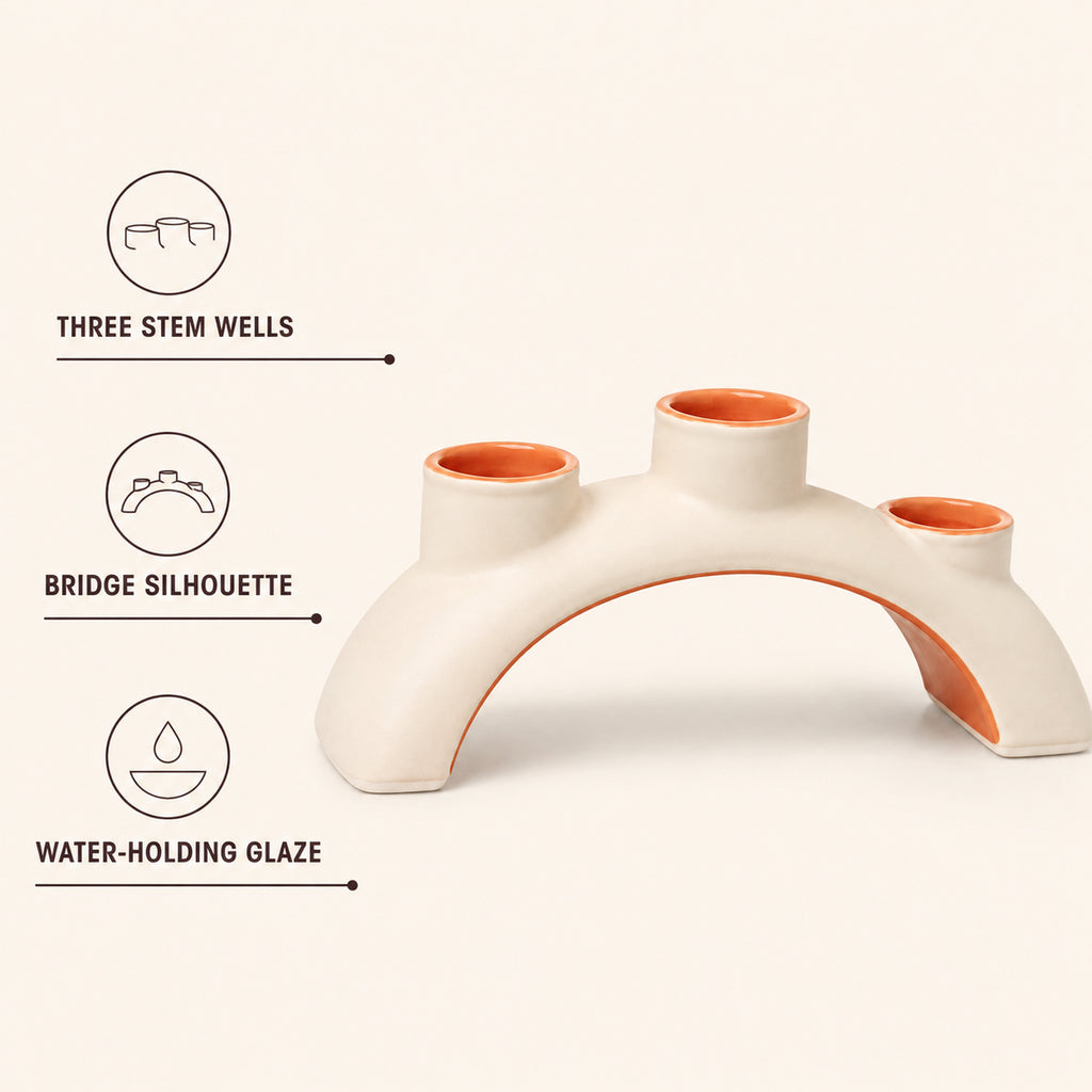 Bloom Bridge Three-Well Ceramic Vase