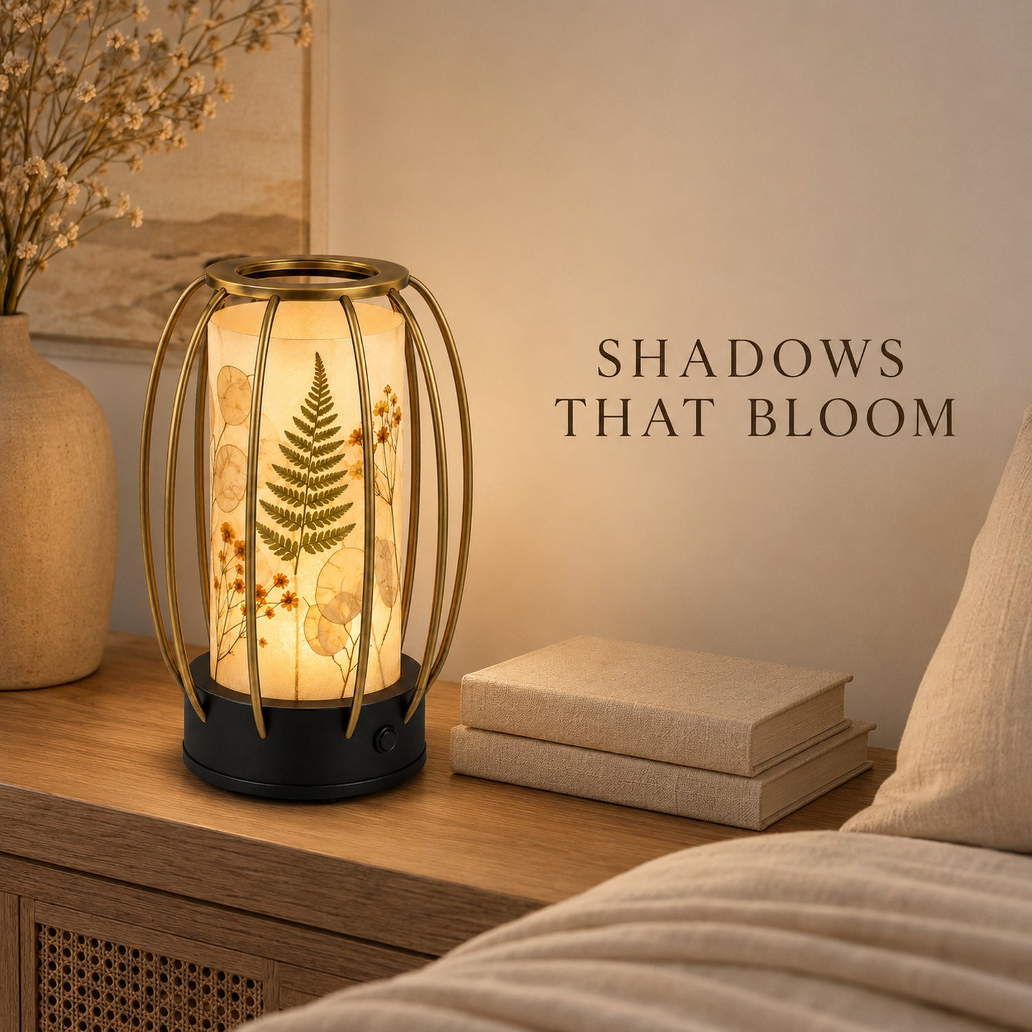 Botanical Shadow LED Lantern - Pressed Flower Decorative Light