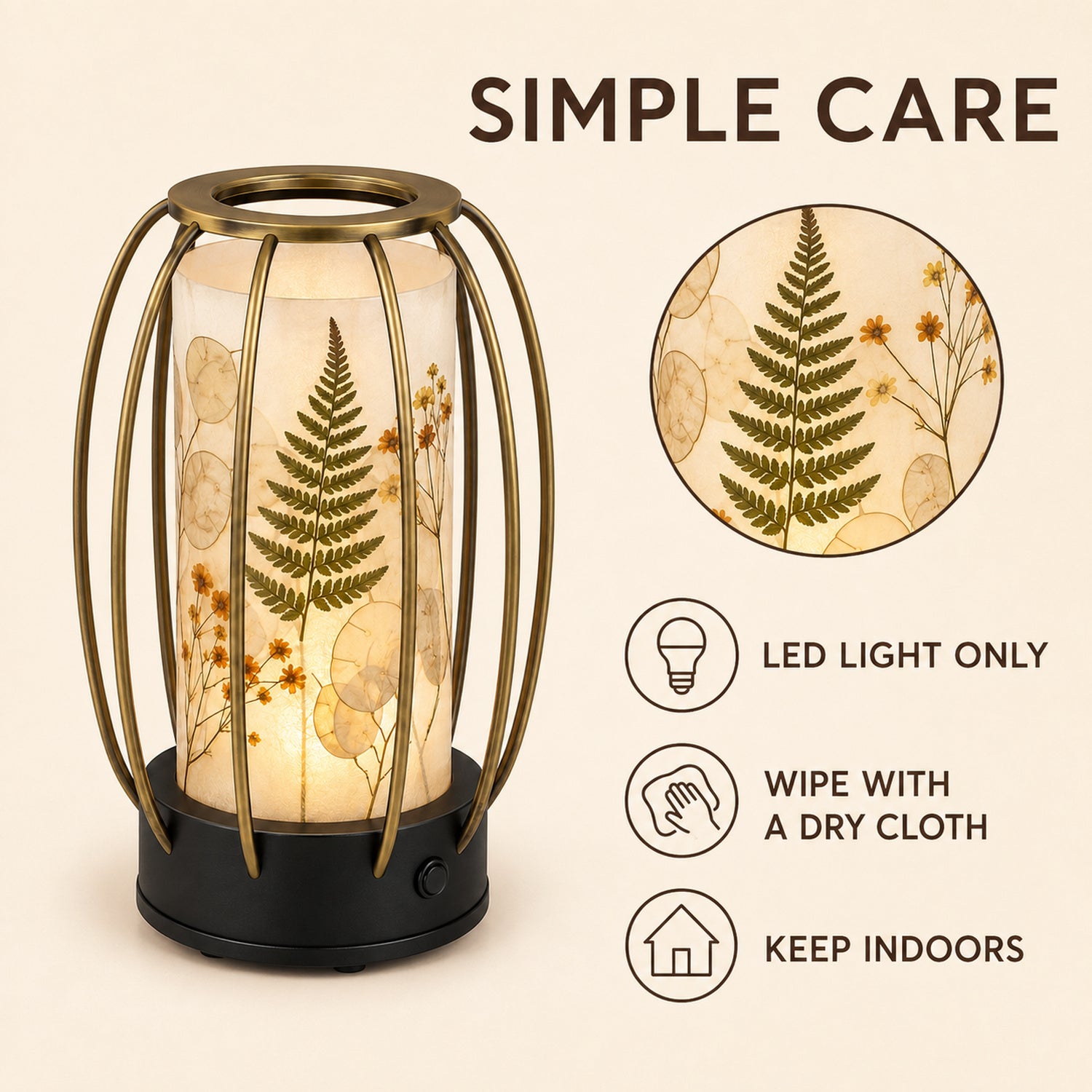 Botanical Shadow LED Lantern - Pressed Flower Decorative Light