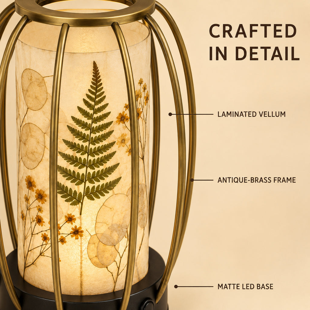 Botanical Shadow LED Lantern - Pressed Flower Decorative Light