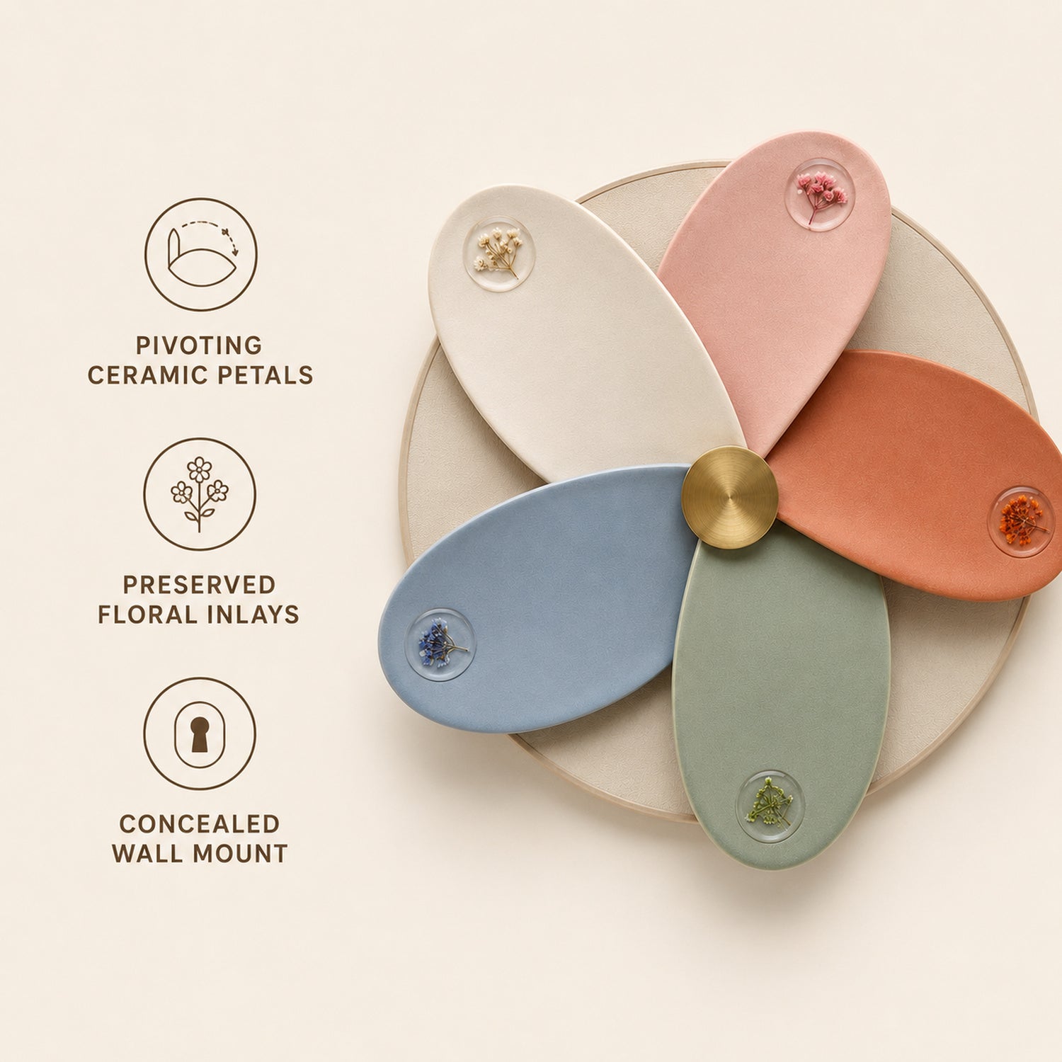Petal Compass Ceramic Wall Relief