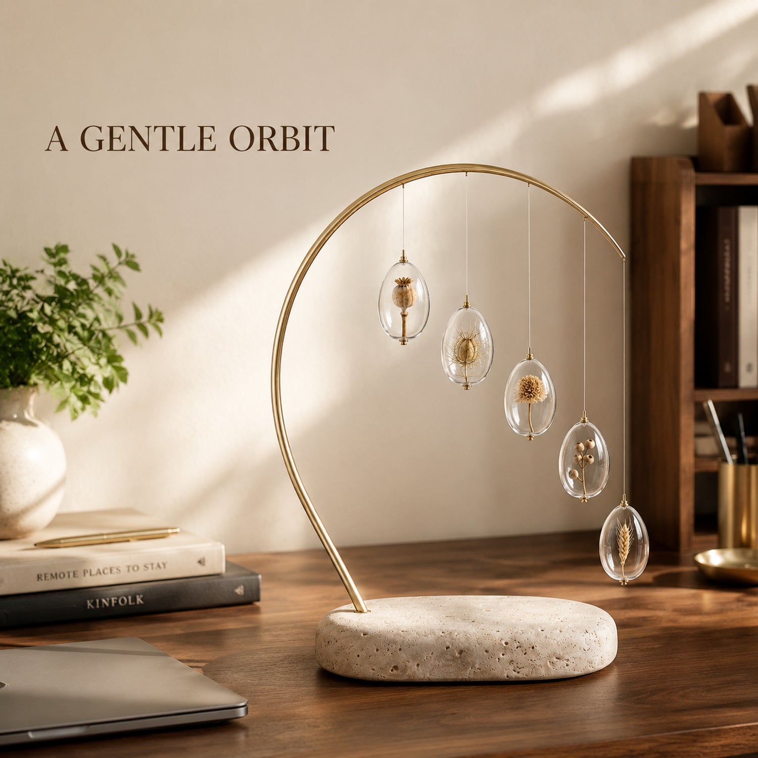 Seed Arc Botanical Table Mobile - Glass Pod Sculpture