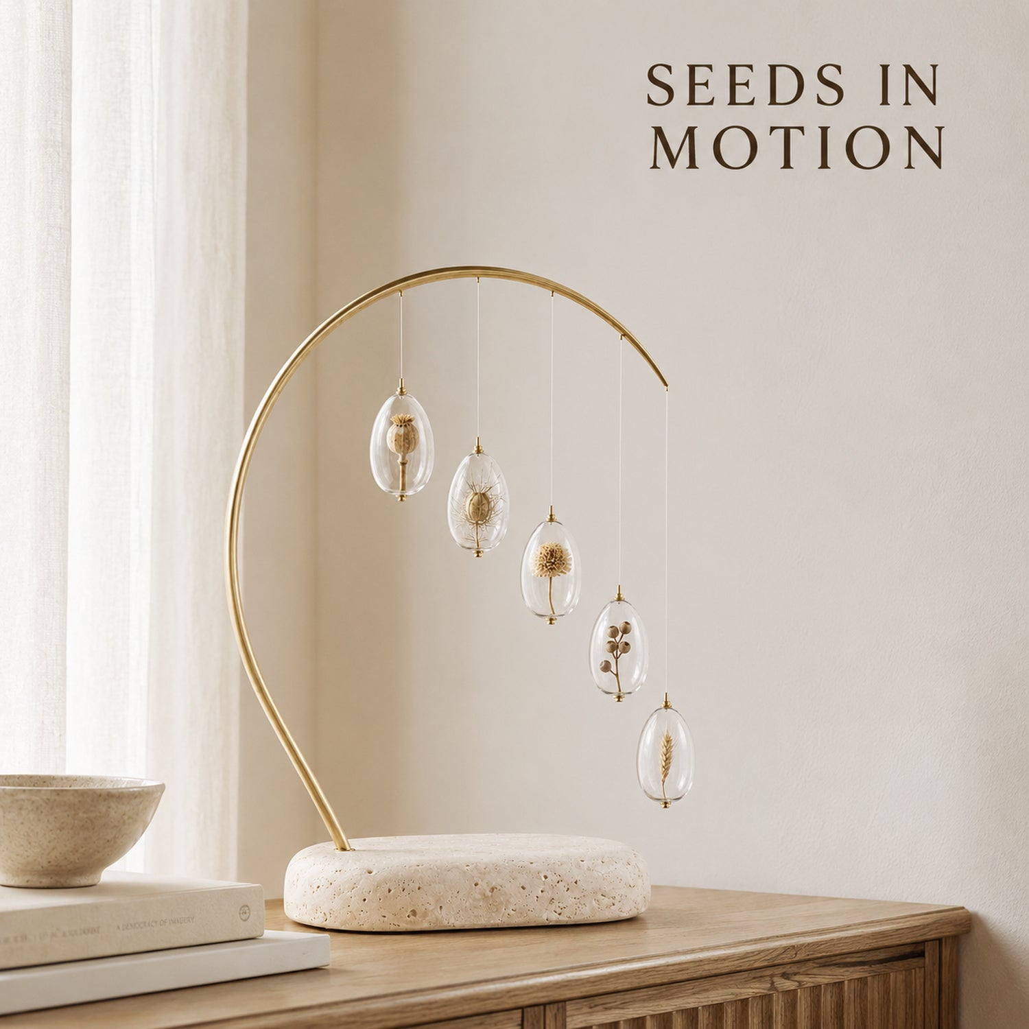 Seed Arc Botanical Table Mobile - Glass Pod Sculpture