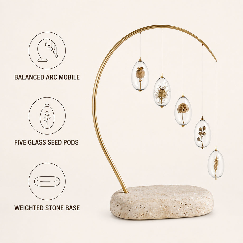 Seed Arc Botanical Table Mobile - Glass Pod Sculpture