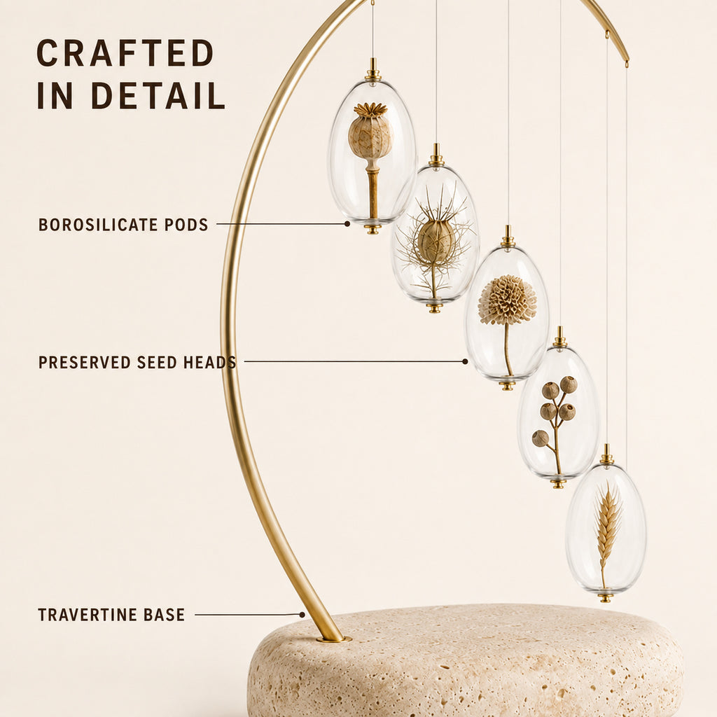 Seed Arc Botanical Table Mobile - Glass Pod Sculpture