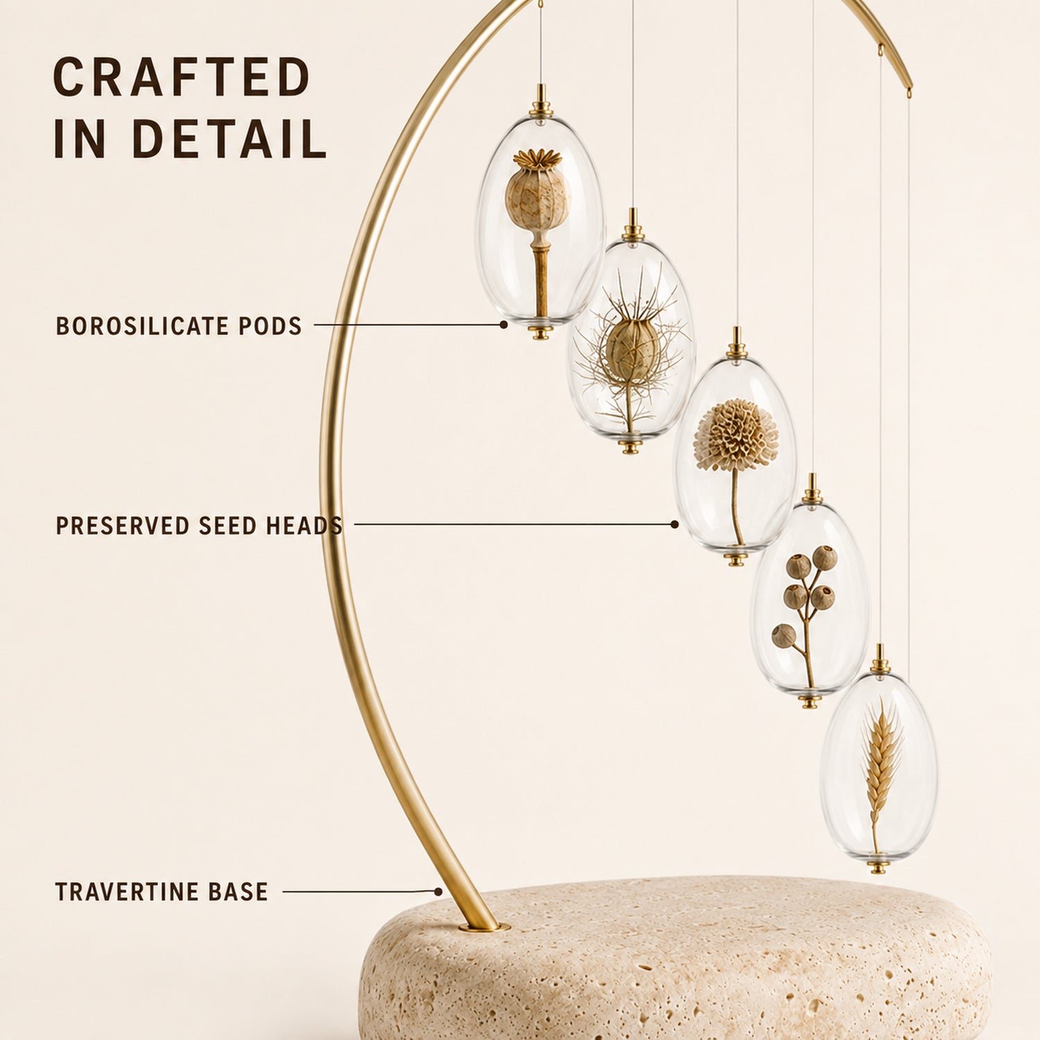 Seed Arc Botanical Table Mobile - Glass Pod Sculpture