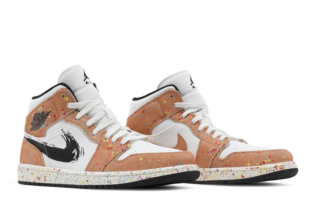Retro 1 Mid SE Sneakers — Brushstroke Paint Splatter — DA8005-100