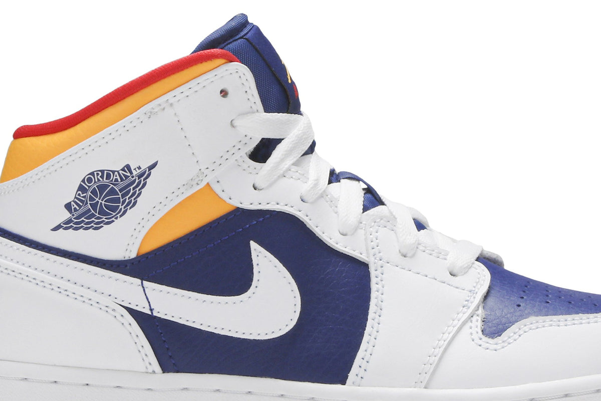 Retro 1 Mid GS Sneakers — White Deep Royal Blue — 554725-131
