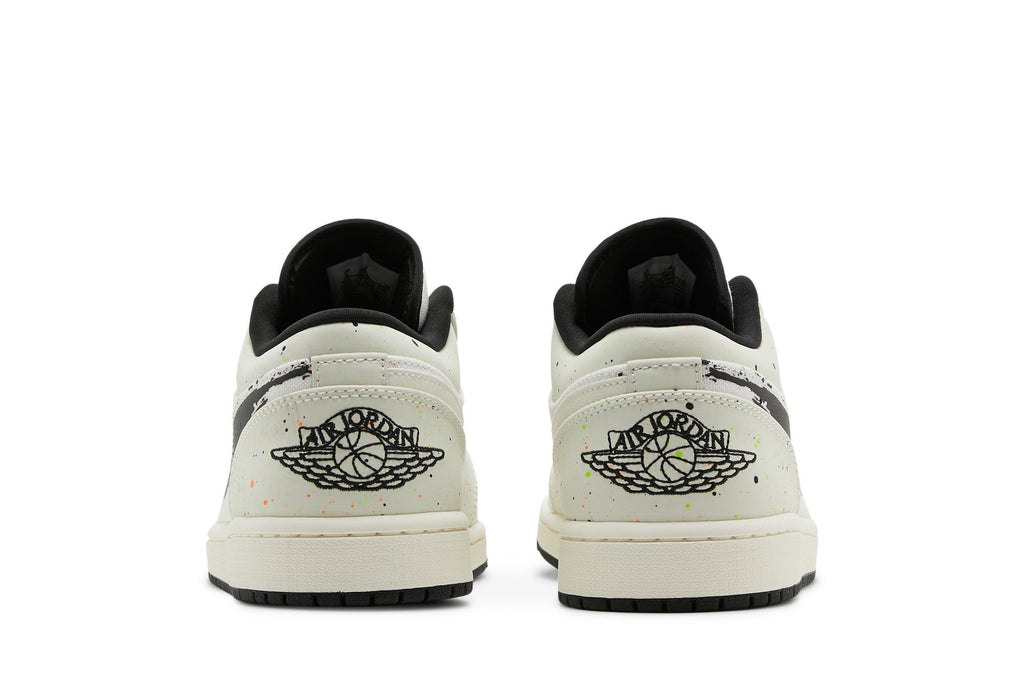 Retro 1 Low Sneakers — Brushstroke Swoosh – Paint Splatter — DM3528-100