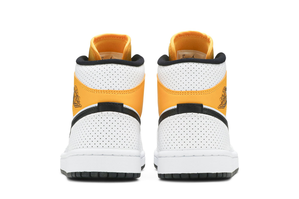 Retro 1 Mid Sneakers — Perforated – White University Gold — BQ6472-107